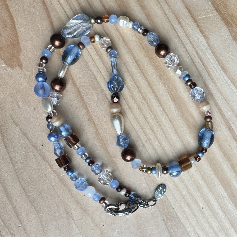 Betty Marie Davis Beaded Necklace 19 Inch Crystal Cultured Pearl Sterling 26.5g